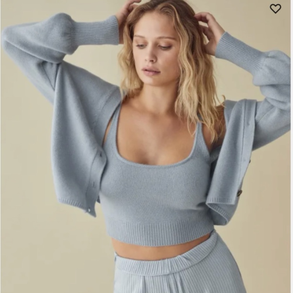 Reformation Varenne Parisian Blue Cropped Cashmere Tank